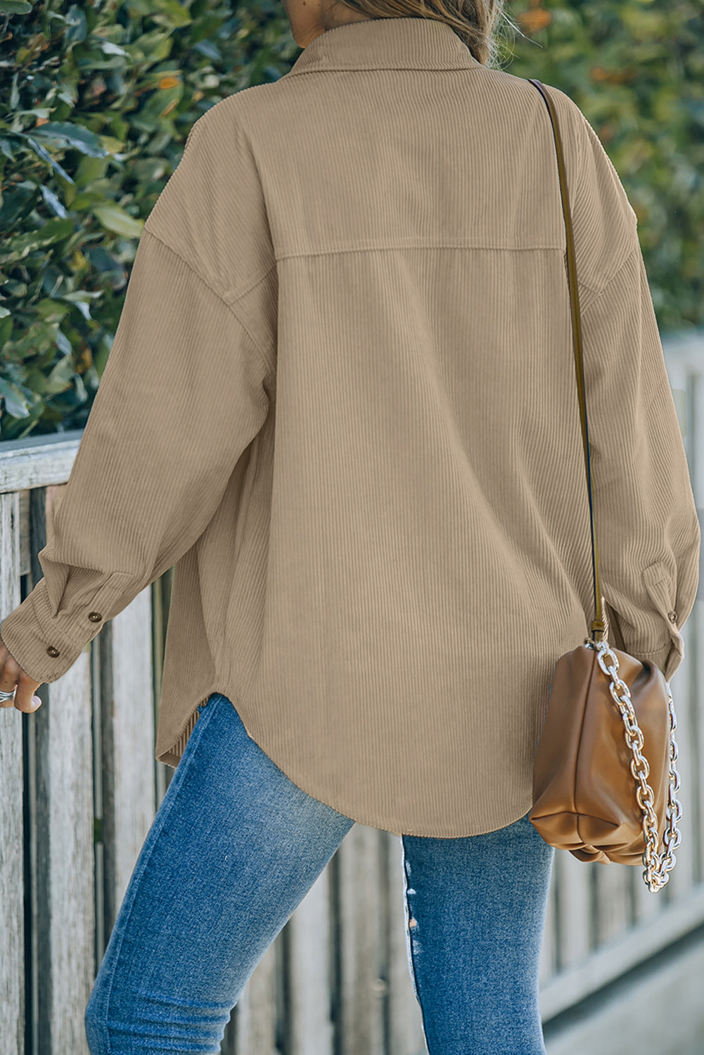 Pink Corduroy Button Pocket Shirt