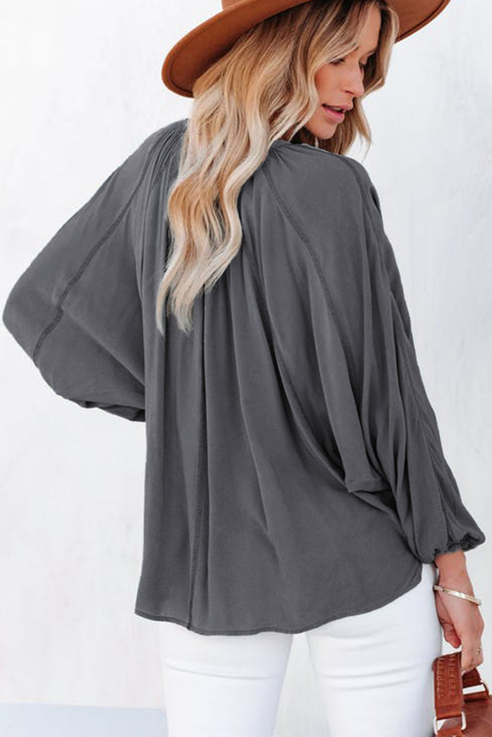 Green Split V Neck Dolman Top