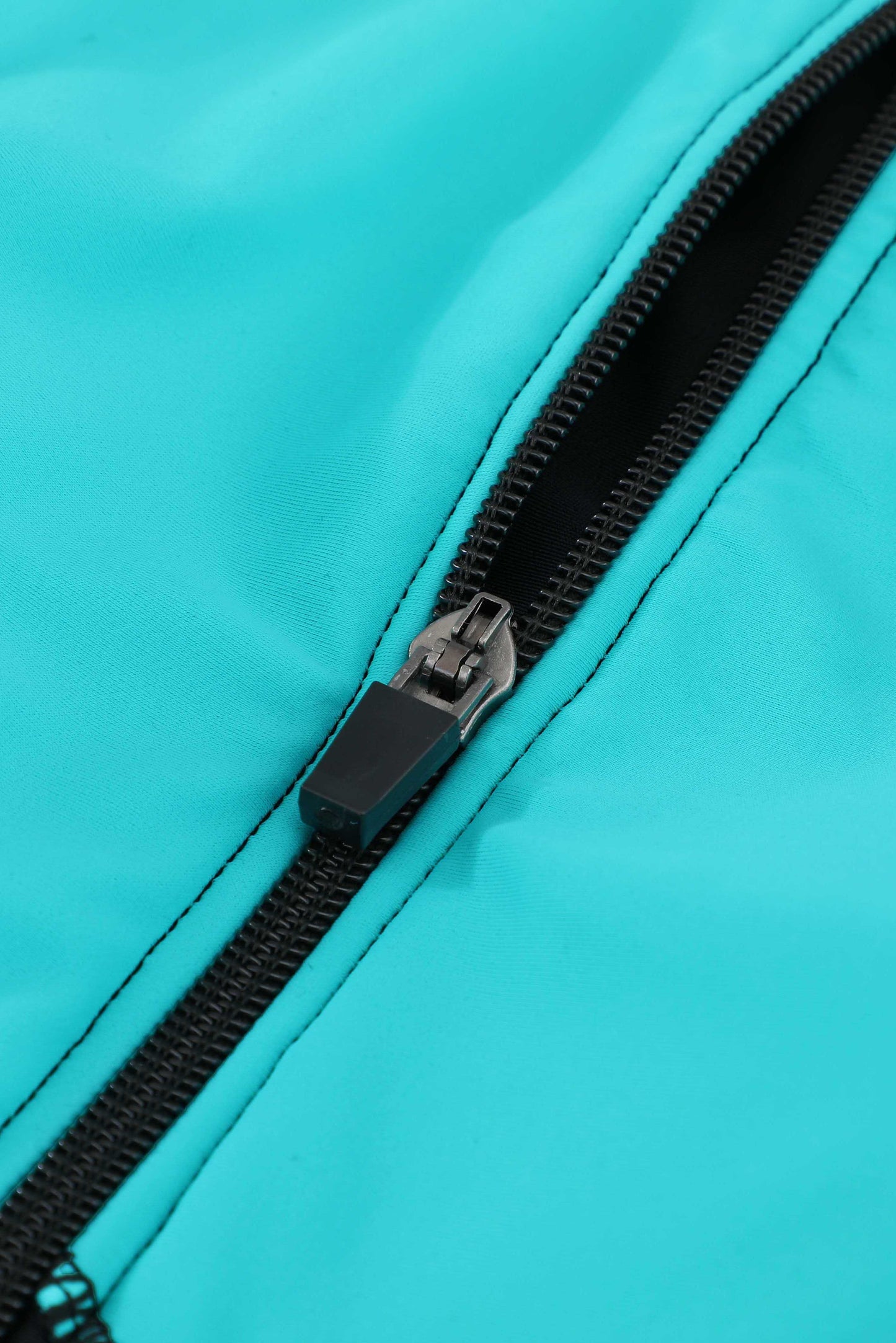 Green Color Block Zipper Long Sleeve Rash Guard Swimwear