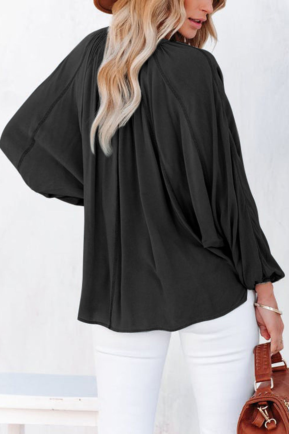 Green Split V Neck Dolman Top