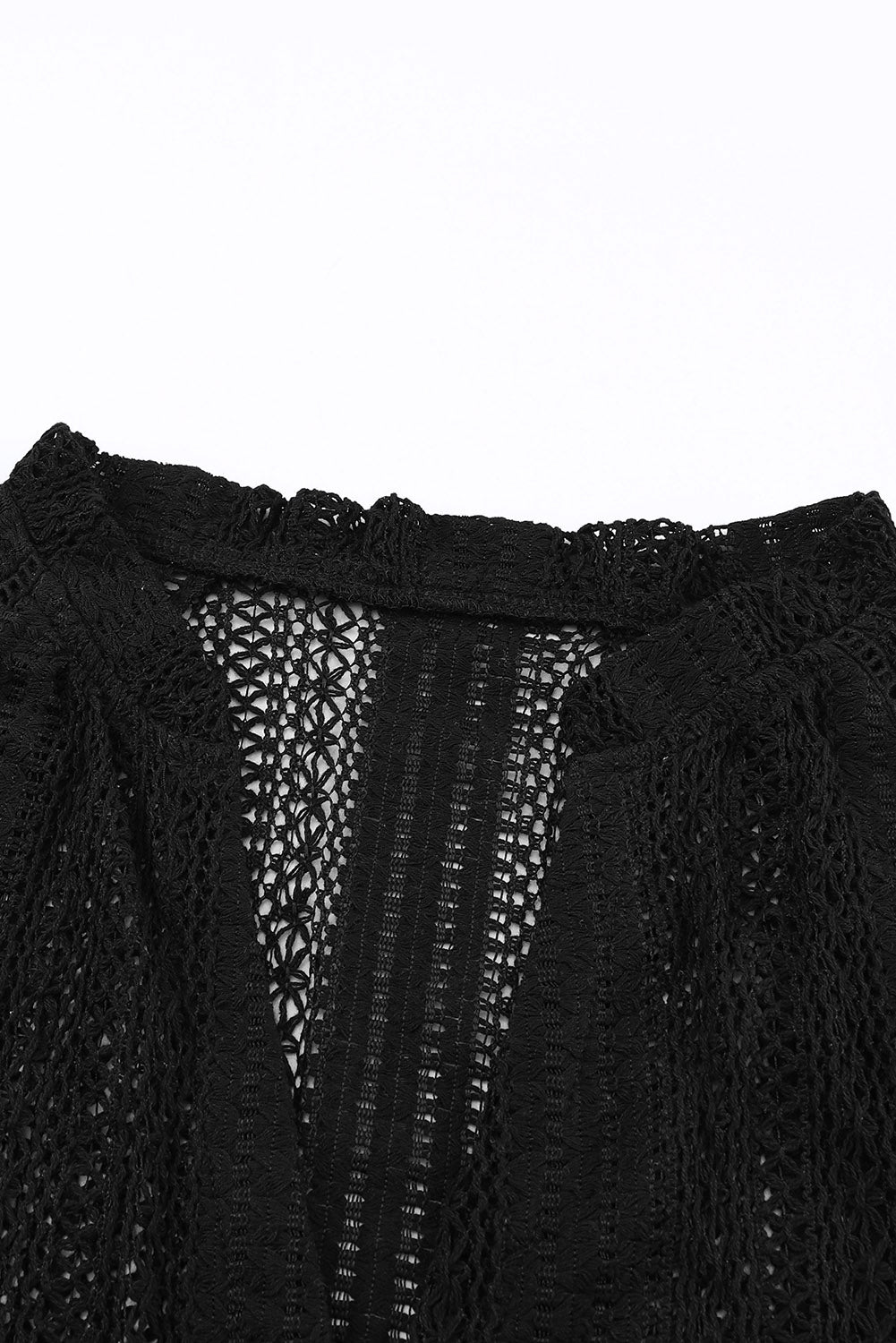 White V-Neck Long Sleeve Button Up Lace Shirt