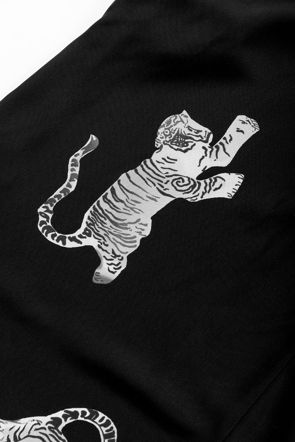 Black Tiger Print 3/4 Sleeve Oversized Shirt
