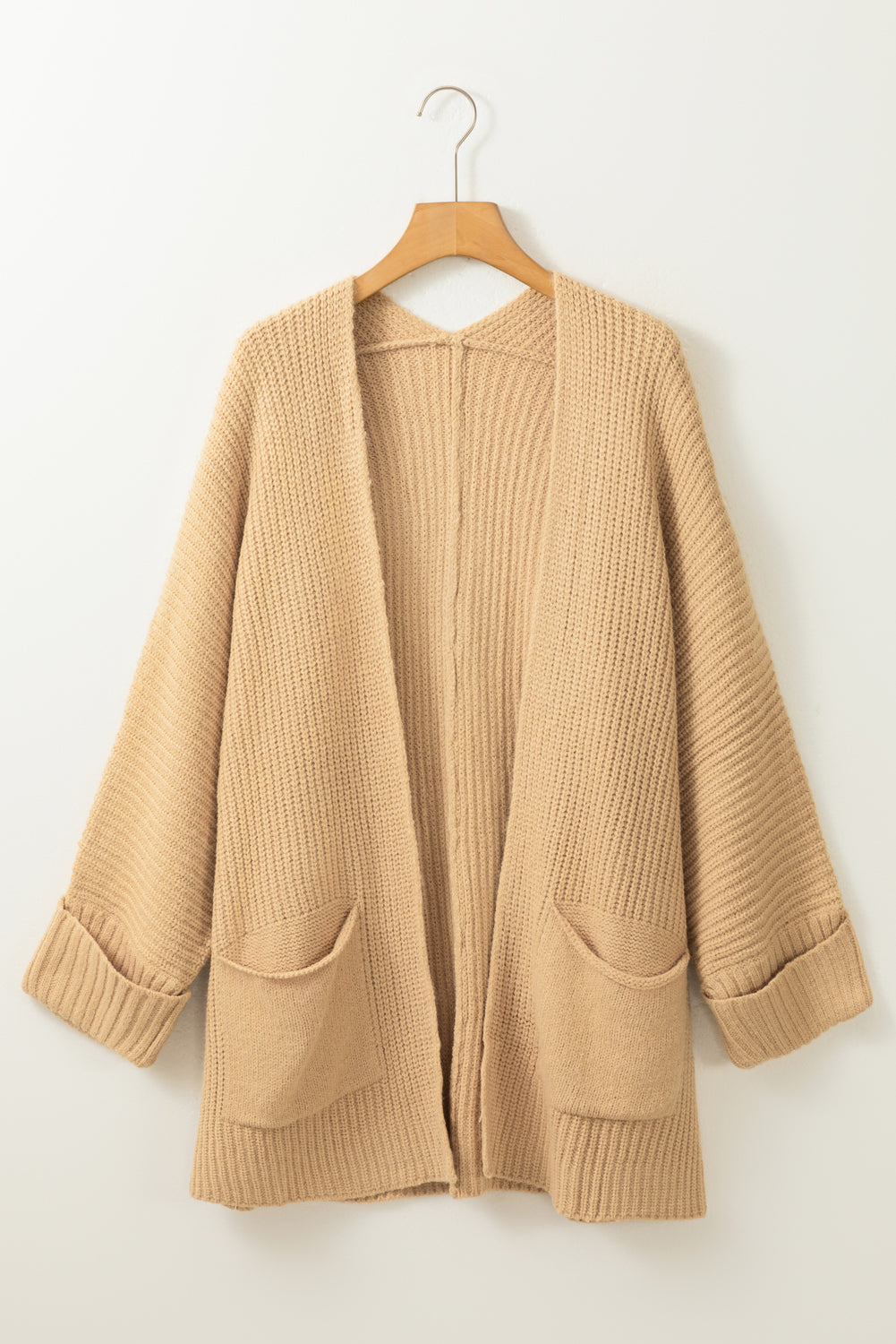 Pink Oversized Fold Over Sleeve Sweater Cardigan