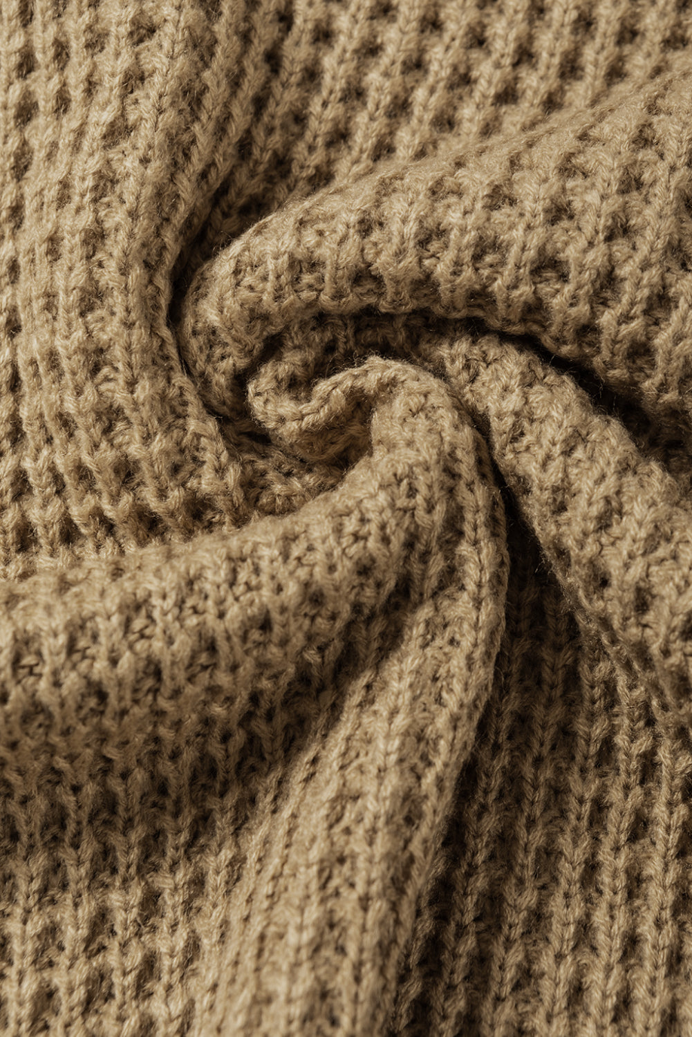 Light French Beige High Neck Short Batwing Sleeve Textured Knit Sweater