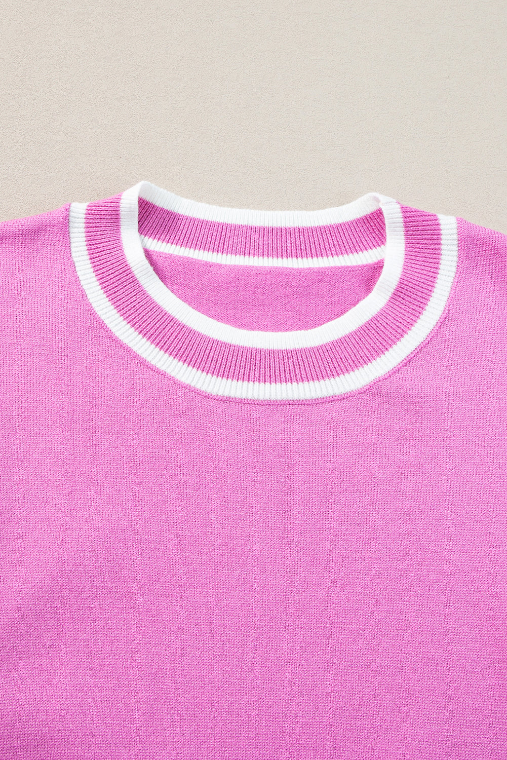 Bright Green Edge Piping Ruffled Sleeve Round Neck Knit T Shirt