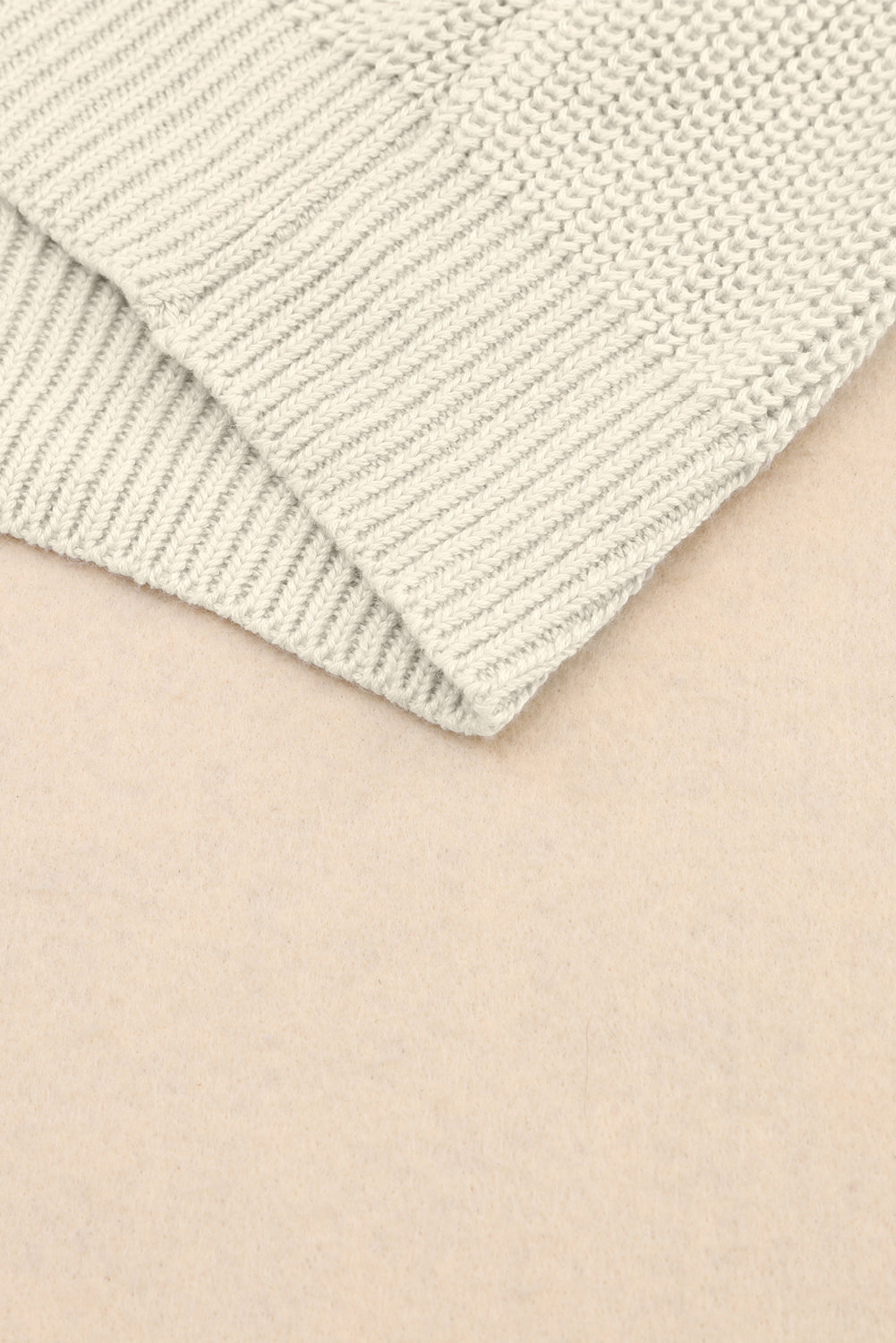 Pink Ribbed Knit V Neck Sweater