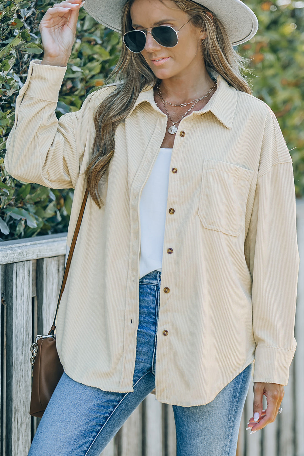 Pink Corduroy Button Pocket Shirt