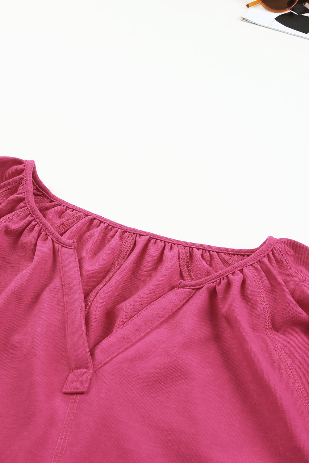 Green Split V Neck Dolman Top