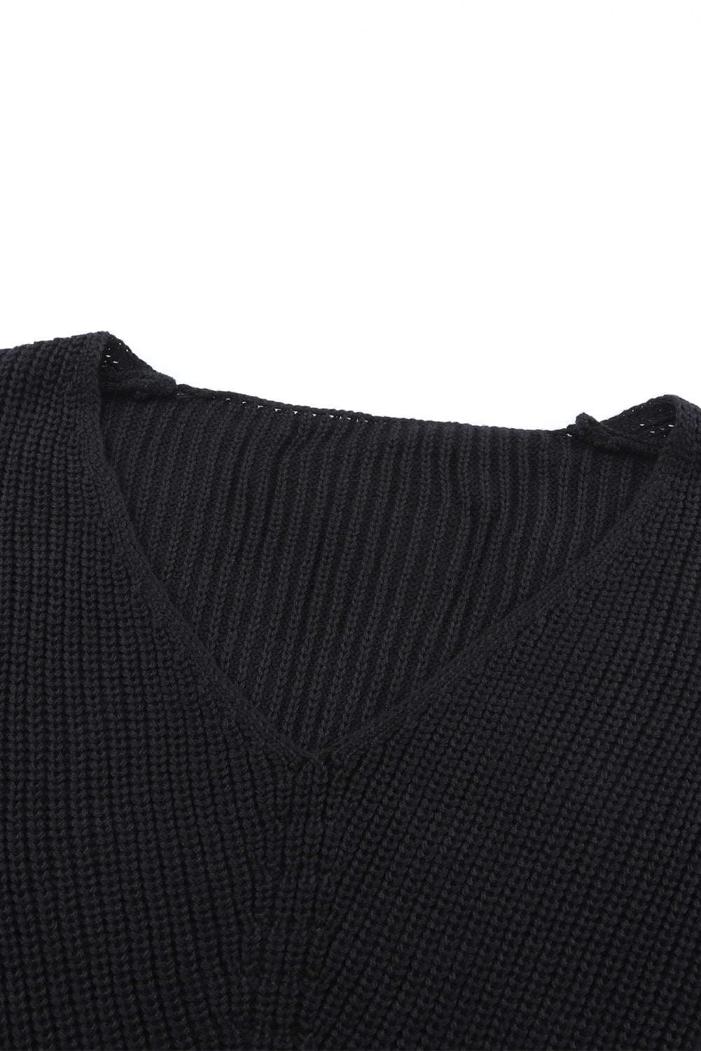 Pink Ribbed Knit V Neck Sweater