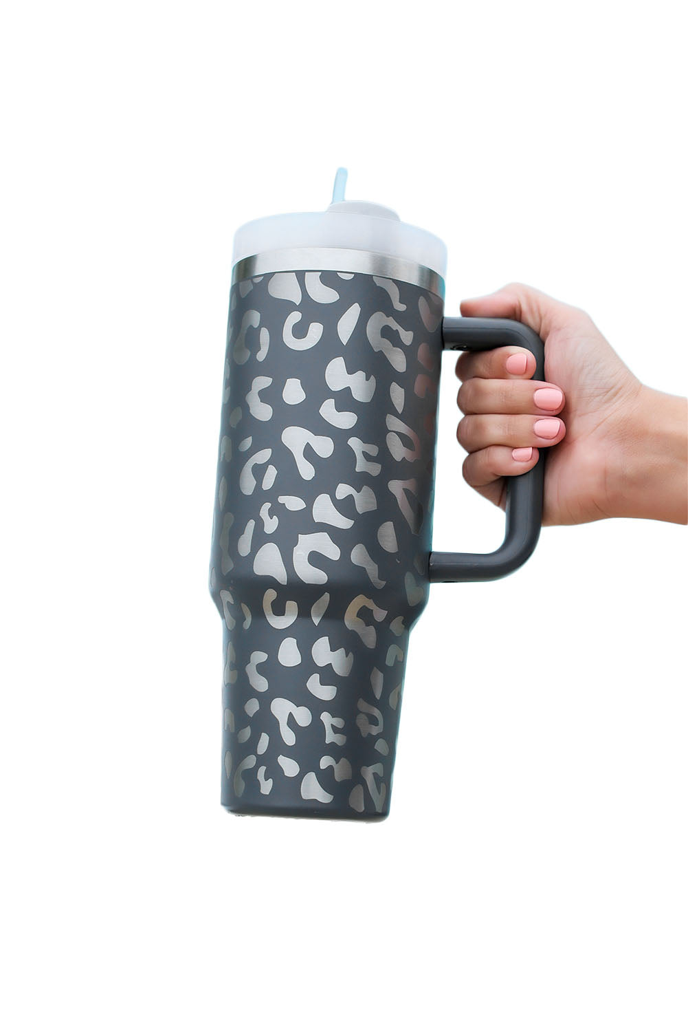Green Leopard Print 40OZ Stainless Steel Portable Cup with Handle