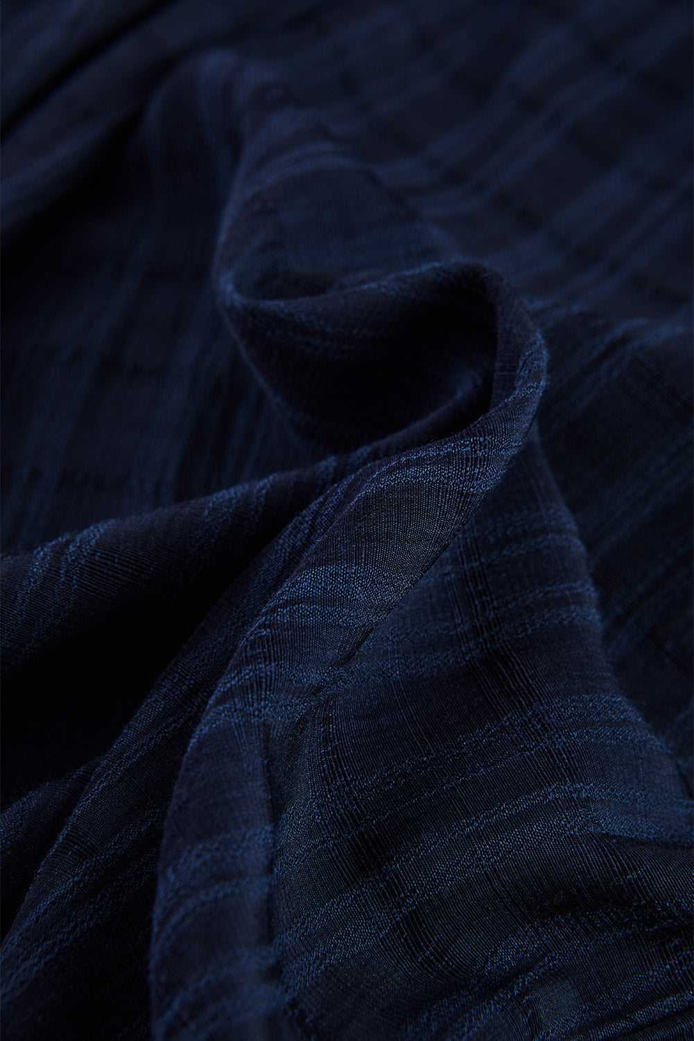 Navy Plaid Print Loose V Neck Short Sleeve Shirt with Slits