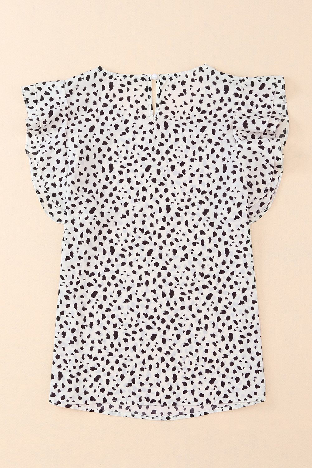 Leopard Spotted Print O-neck Ruffled Tank Top