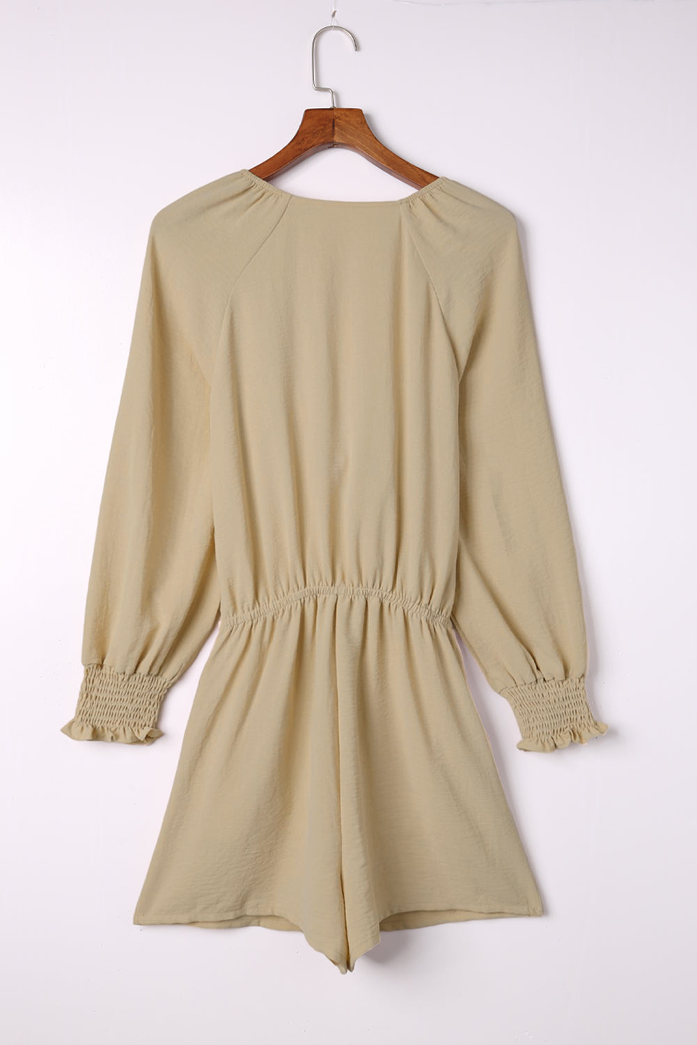 Navy Tie Knot Puff Long Sleeve Romper