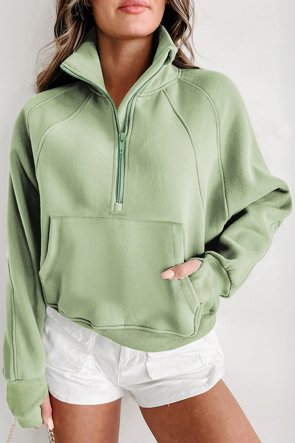 Elmwood Fleece Lined Zip Up Stand Collar Thumbhole Sleeve Sweatshirt