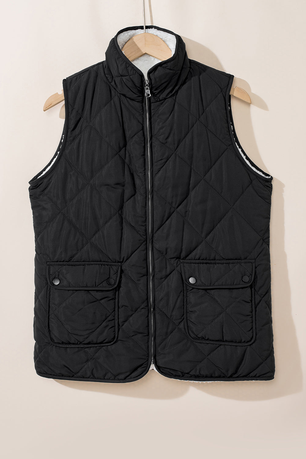 Pink Fleece Lined Quilted Vest Coats