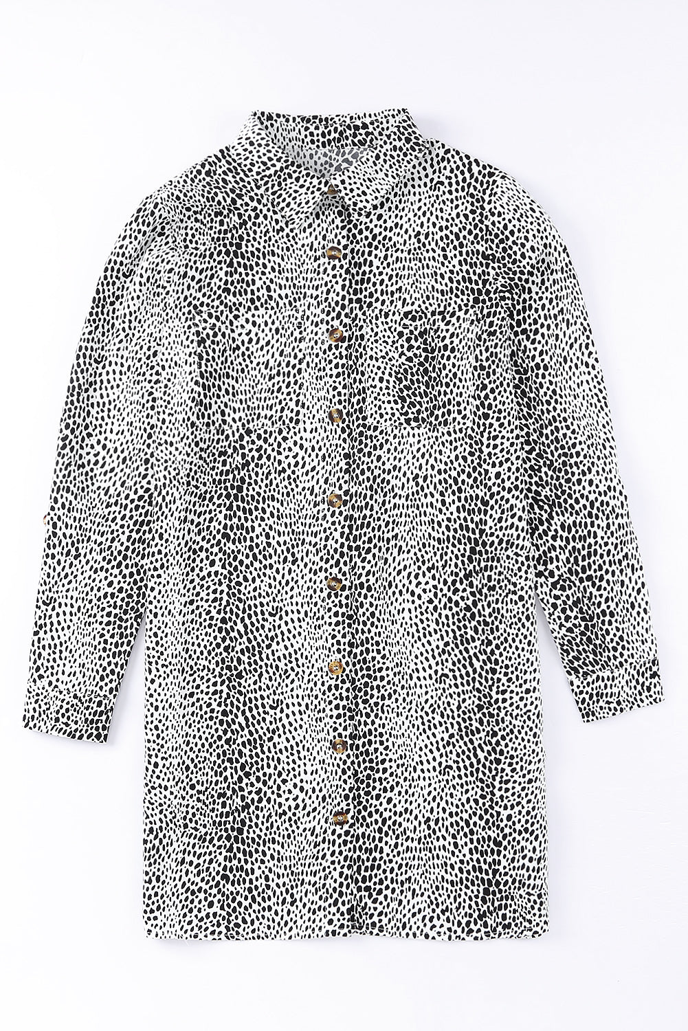 Long Sleeve Leopard Animal Print Shirt Dress