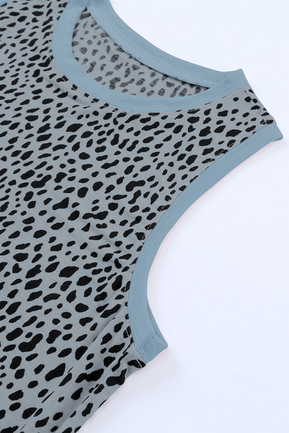 Black Leopard Print Round Neck Tank Top