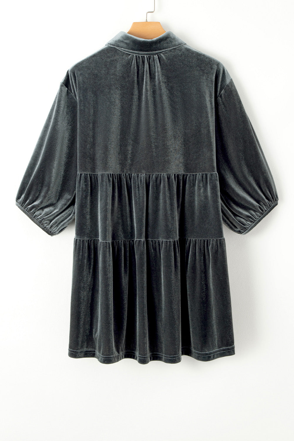 Pitaya Pink 3/4 Sleeve Tunic Babydoll Velvet Shirt