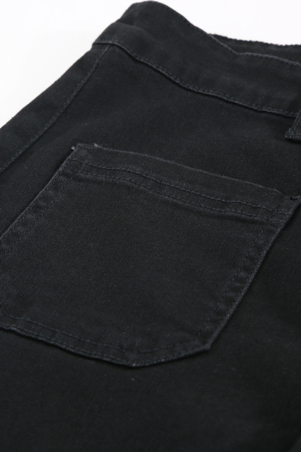 Black Vintage Casual Pocket Flared Jeans