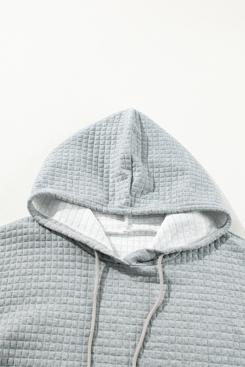 Gray Kangaroo Pockets Quilted Plus Size Hoodie