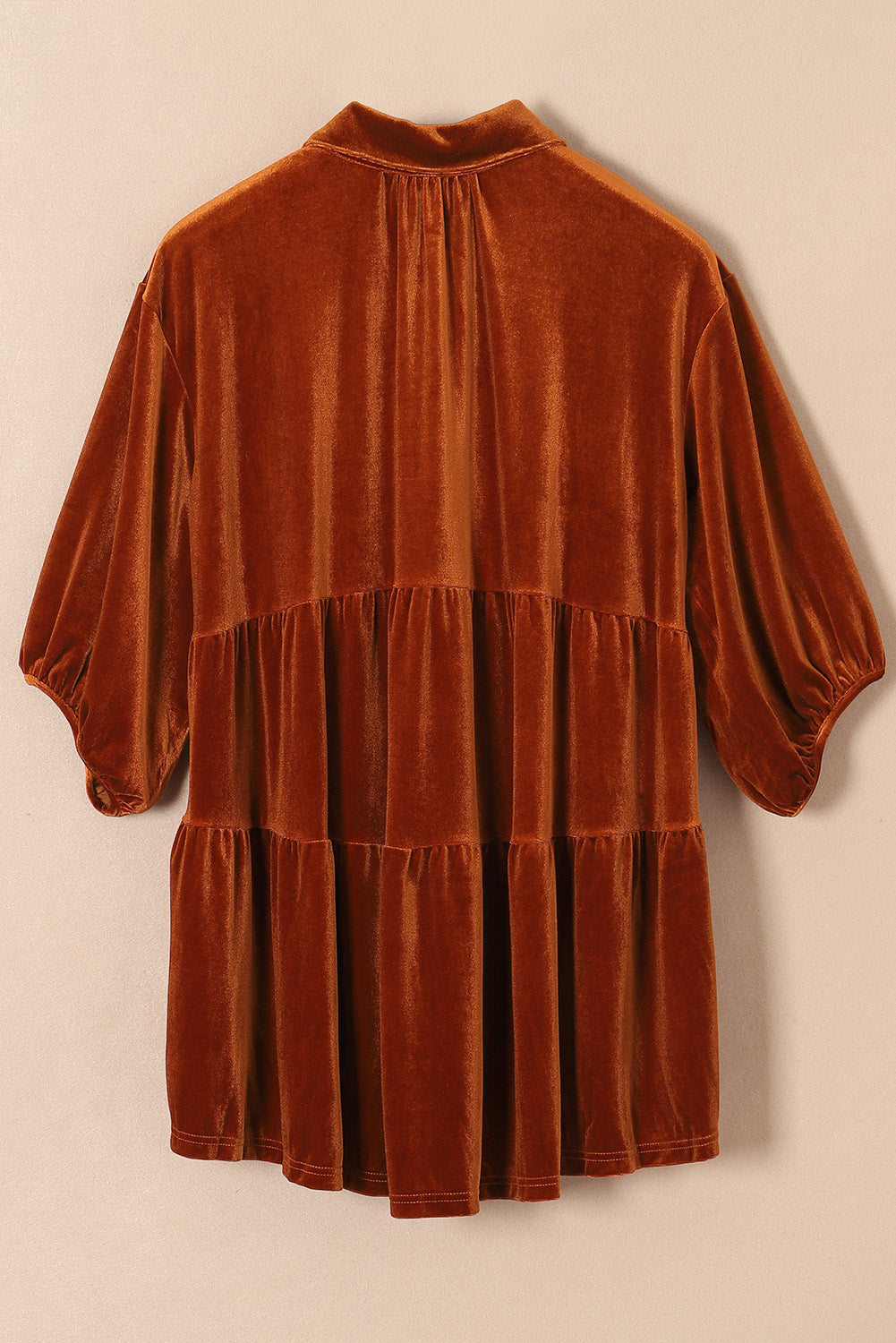 Pitaya Pink 3/4 Sleeve Tunic Babydoll Velvet Shirt