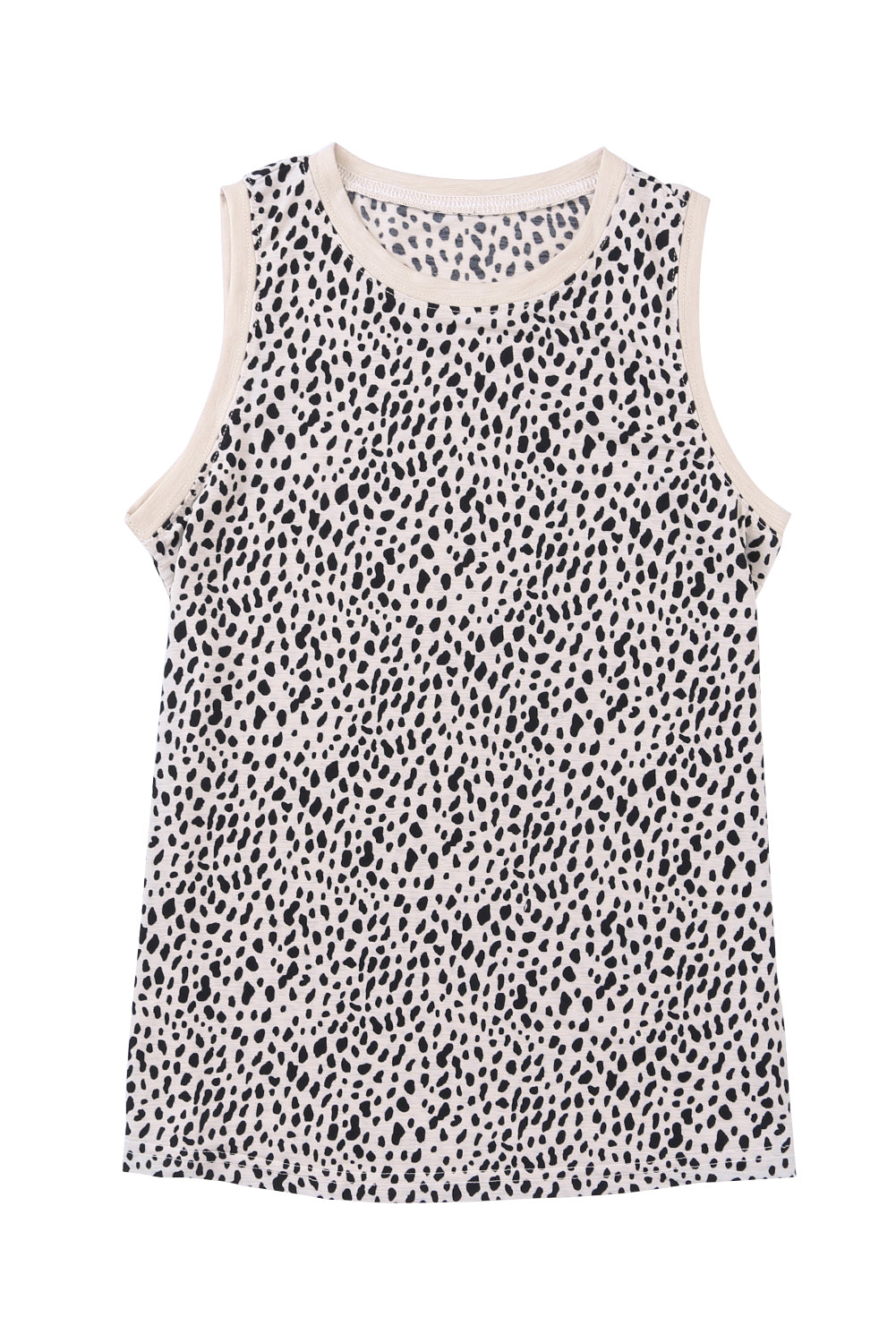 Black Leopard Print Round Neck Tank Top