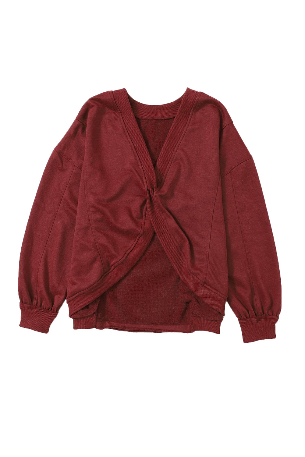 Rose Exposed Seam Twist Open Back Oversized Sweatshirt