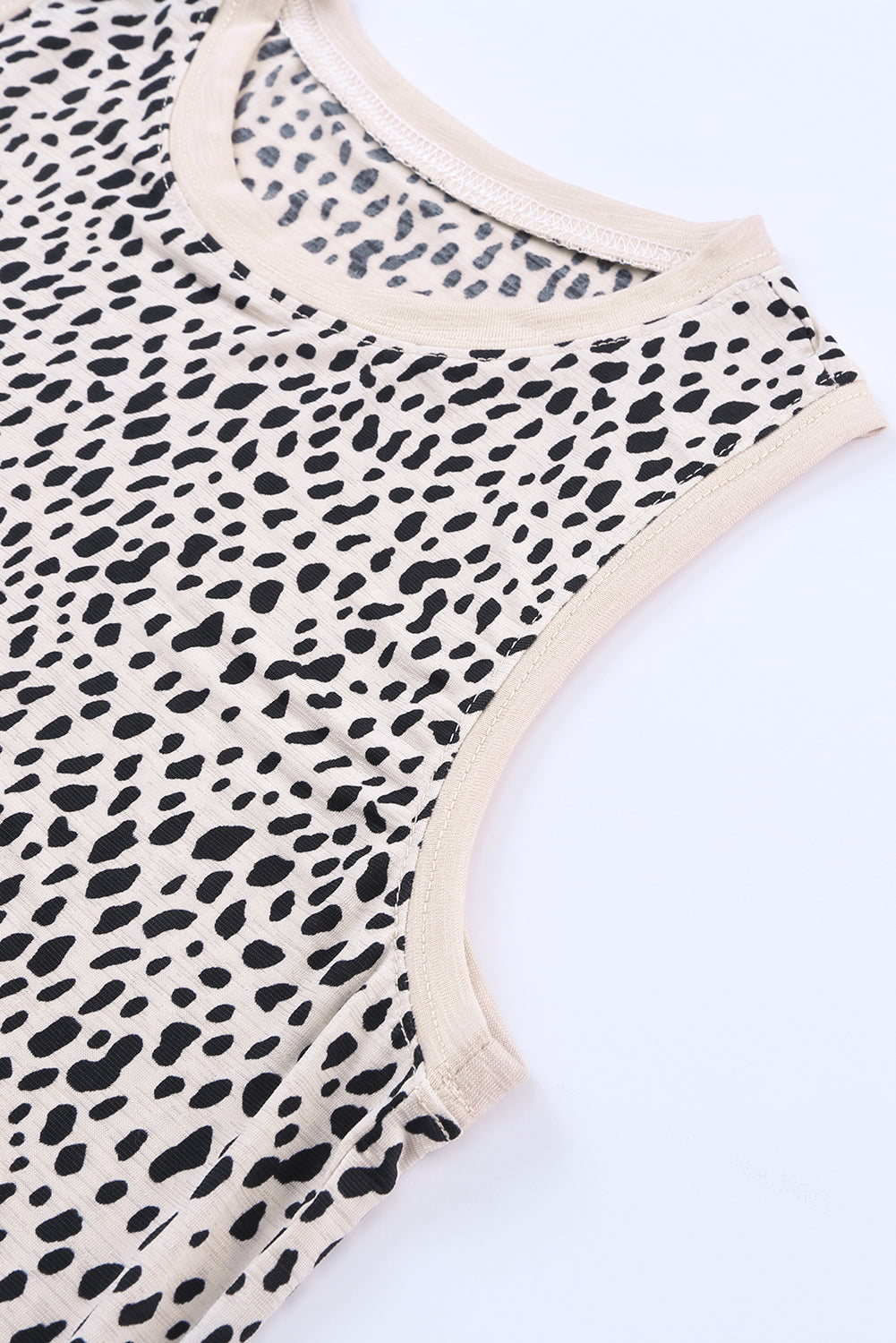 Black Leopard Print Round Neck Tank Top