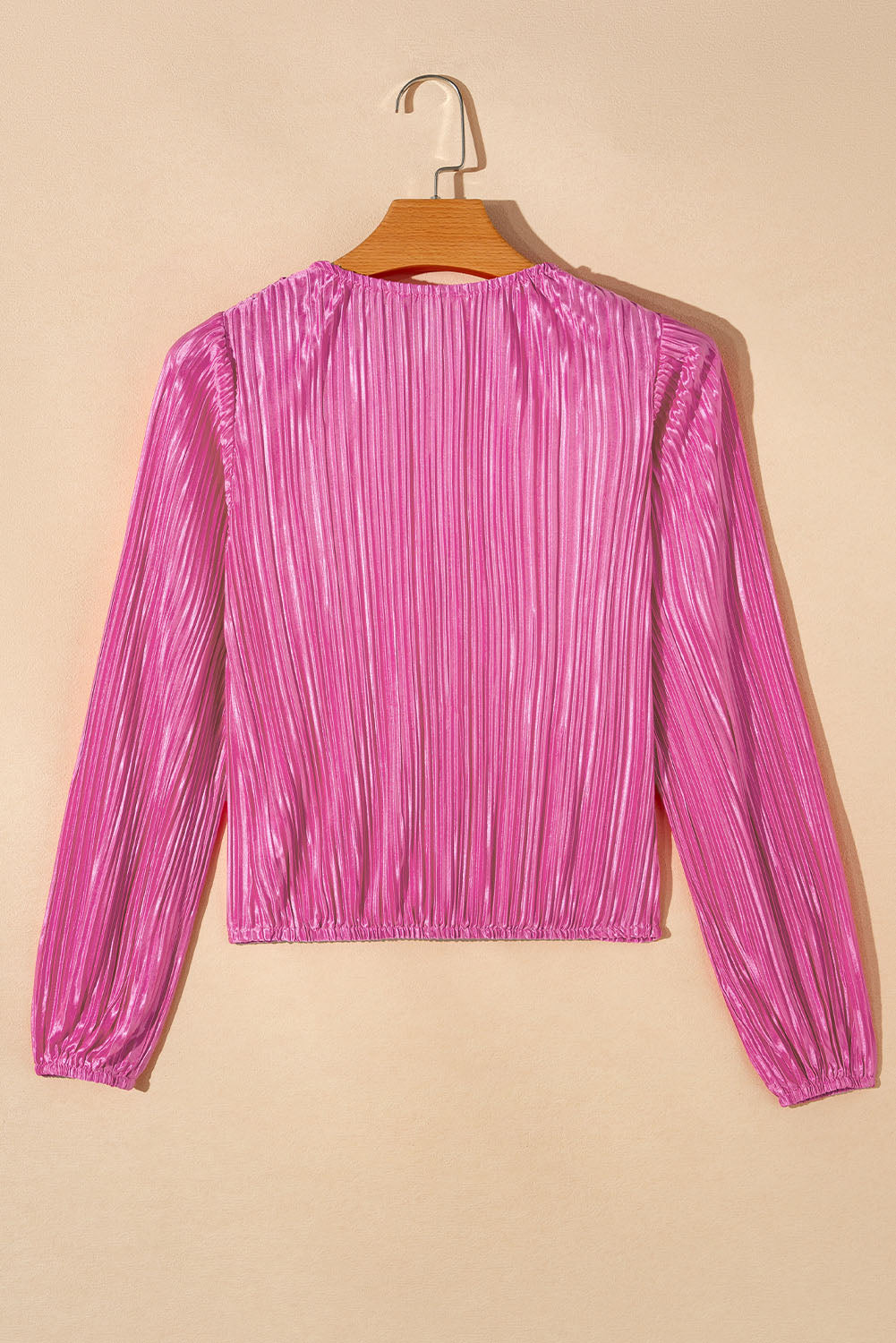 Bonbon Pleated Luster Long Sleeve Blouse