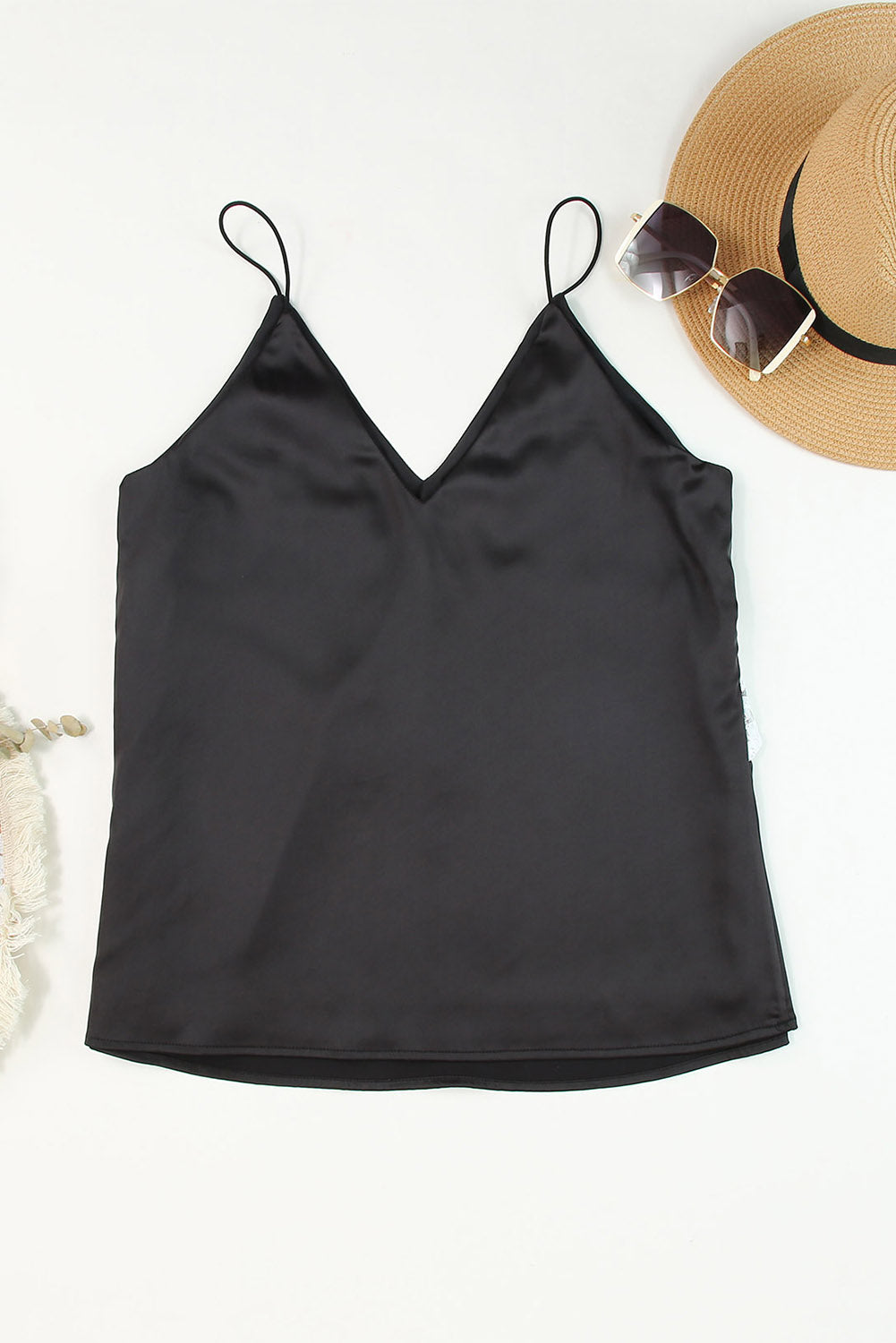 Black Lace Splicing Spaghetti Straps Vest