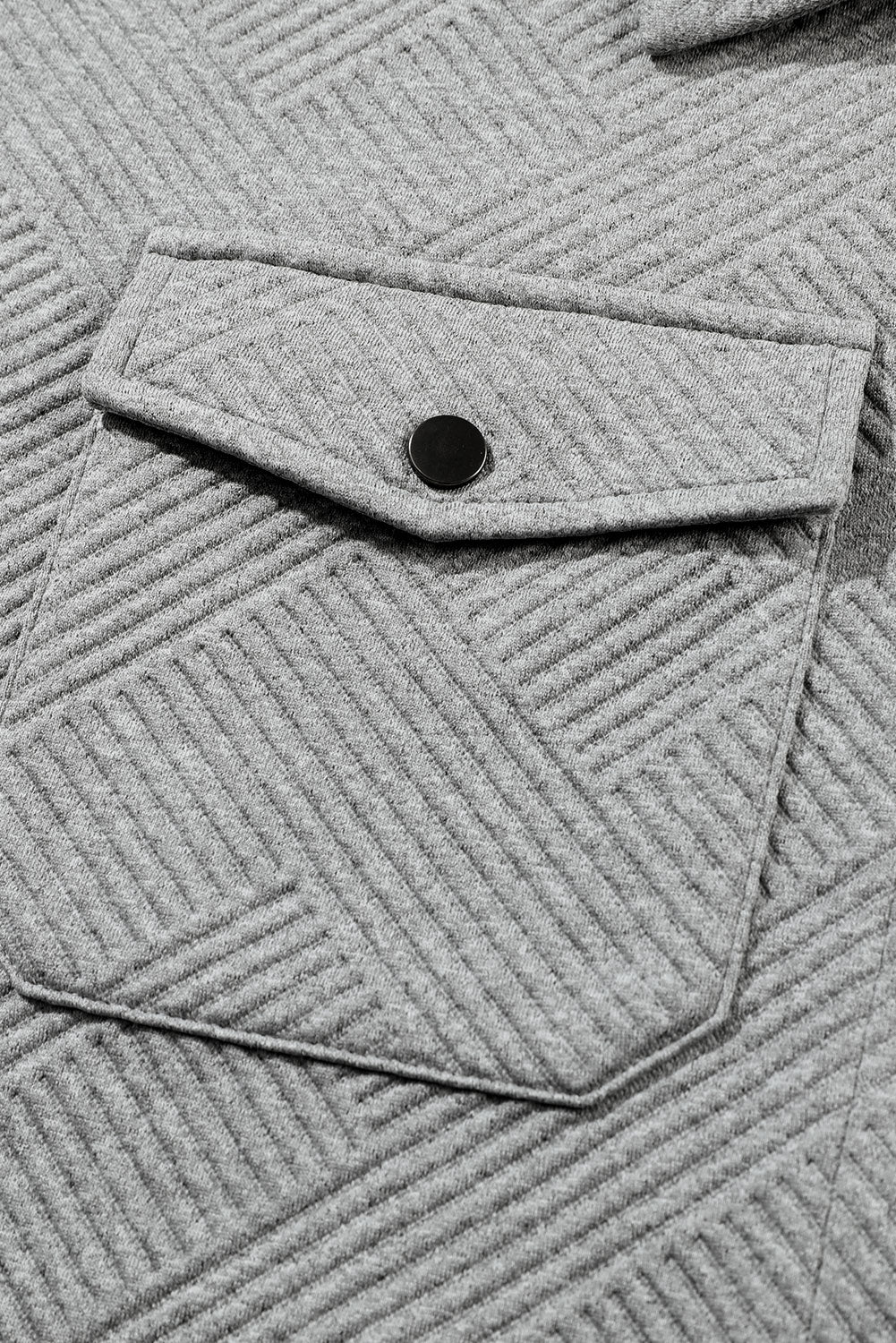 Solid Textured Flap Pocket Buttoned Shacket