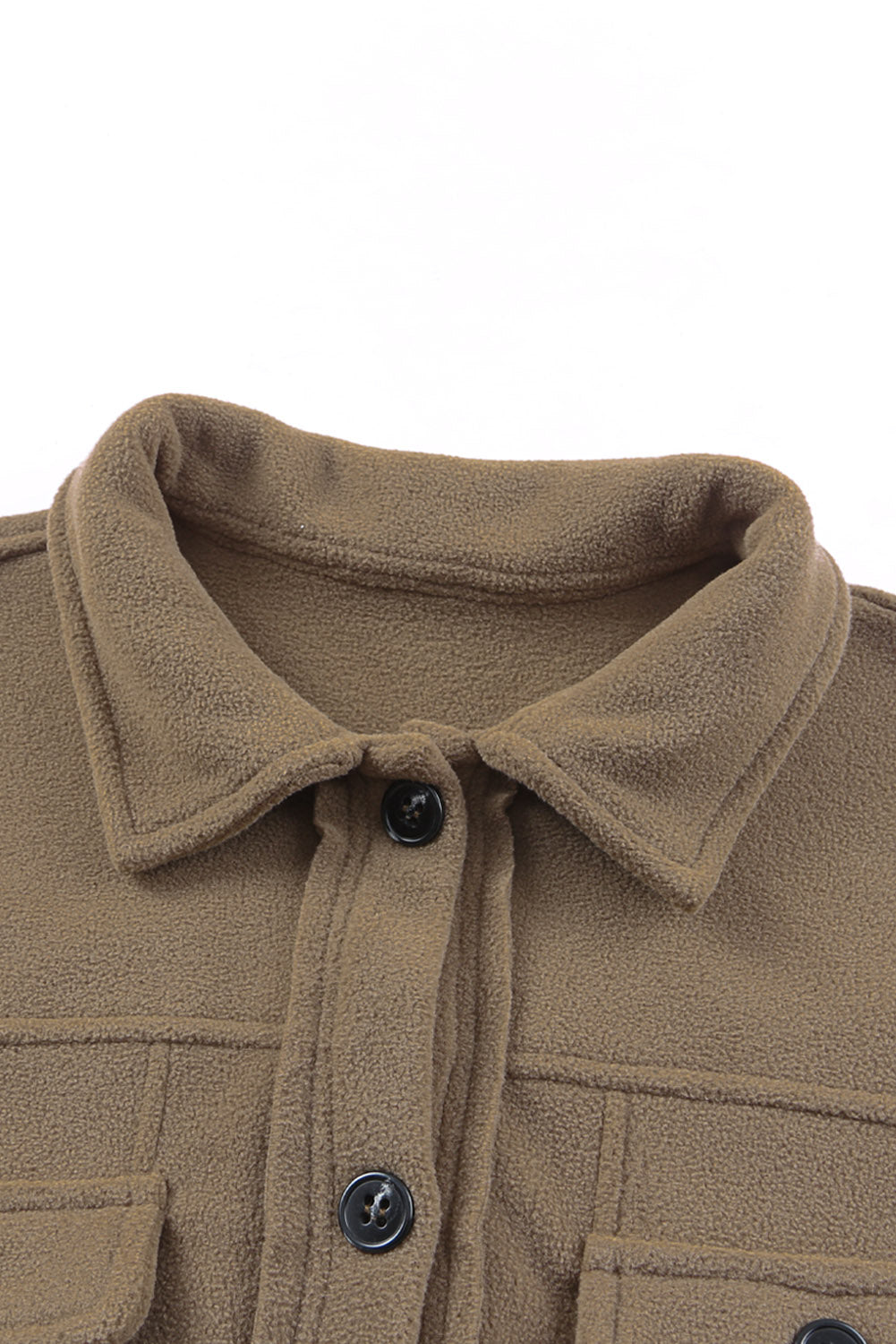 Beige Turn Down Collar Buttoned Shirt Jacket