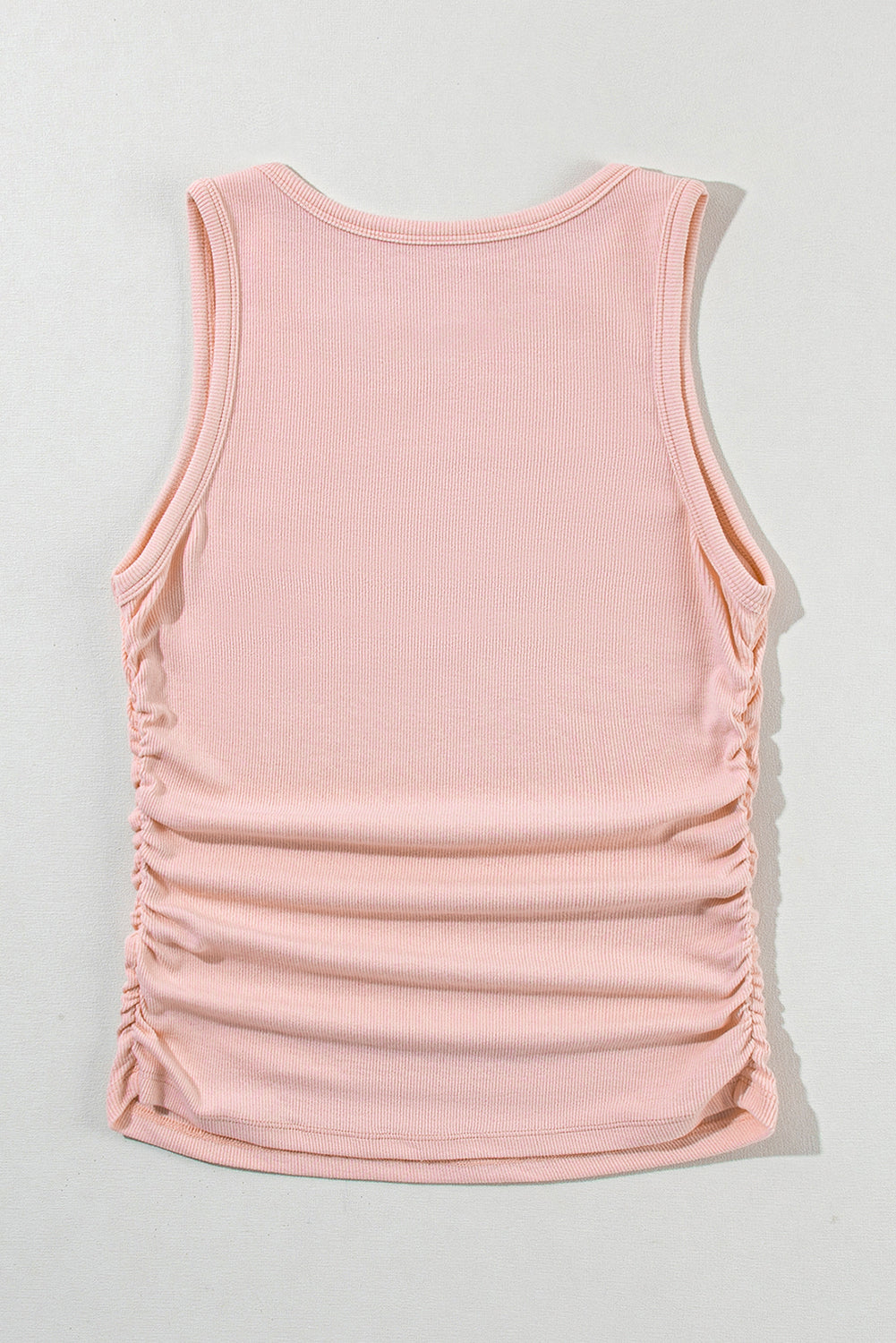 Apricot Plain Ruched Side Slim Tank Top