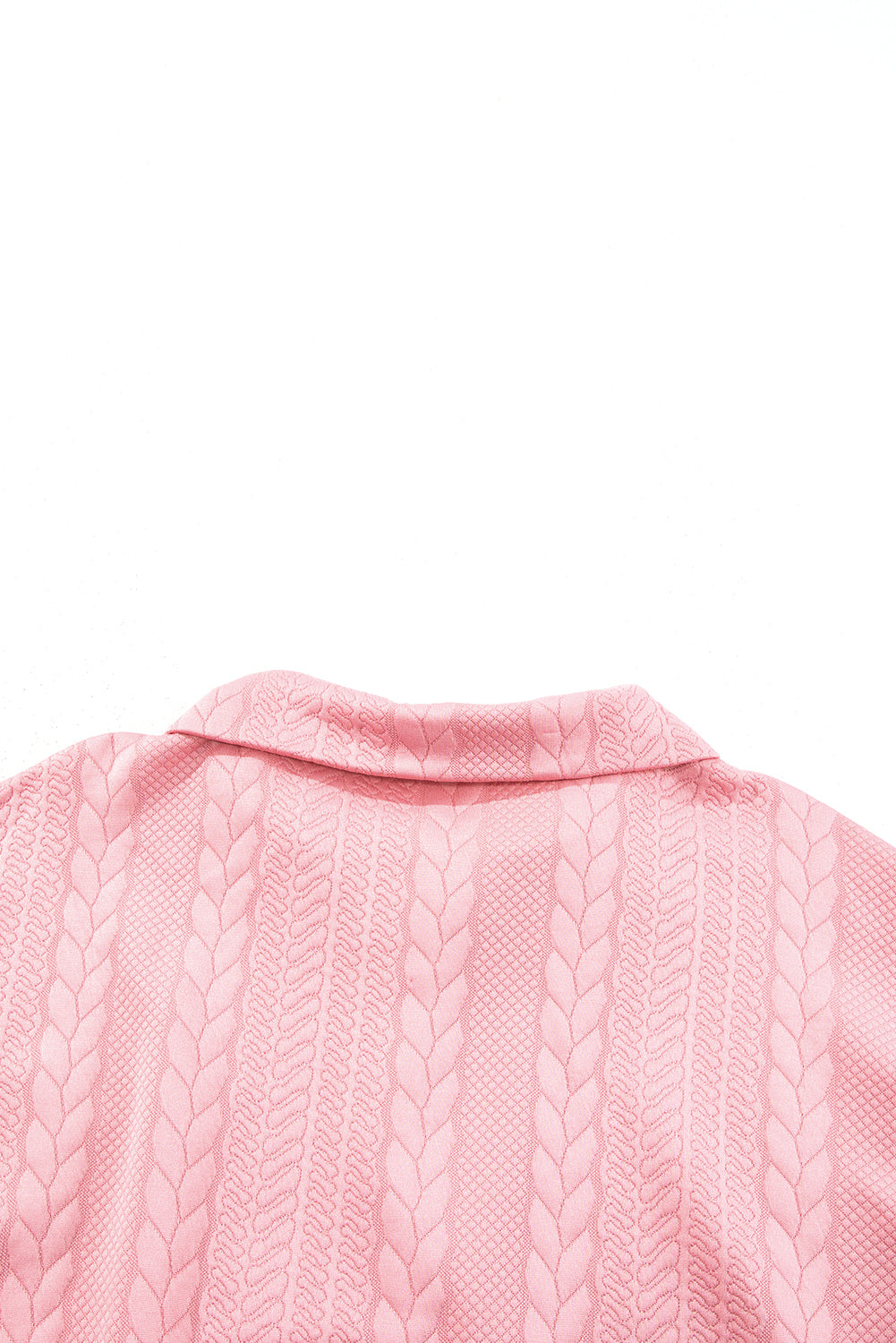 Peach Blossom Zip up Cable Textured Sweatshirt