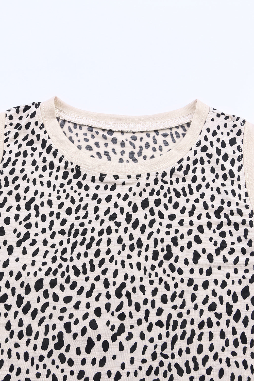 Black Leopard Print Round Neck Tank Top