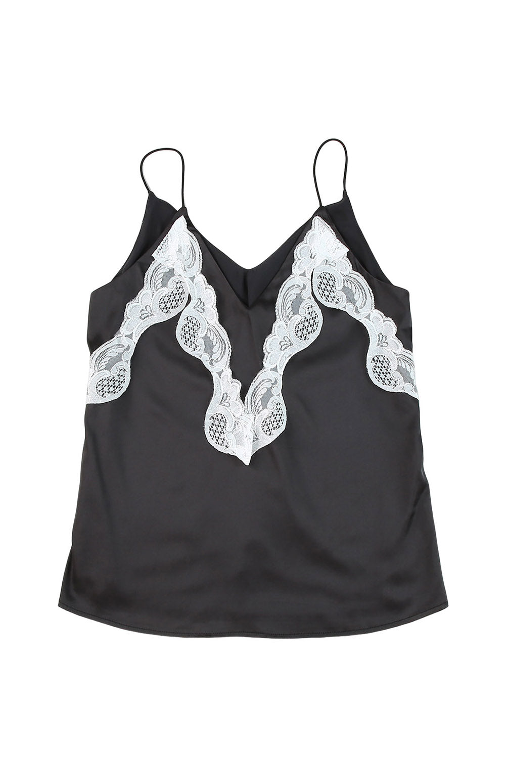 Black Lace Splicing Spaghetti Straps Vest