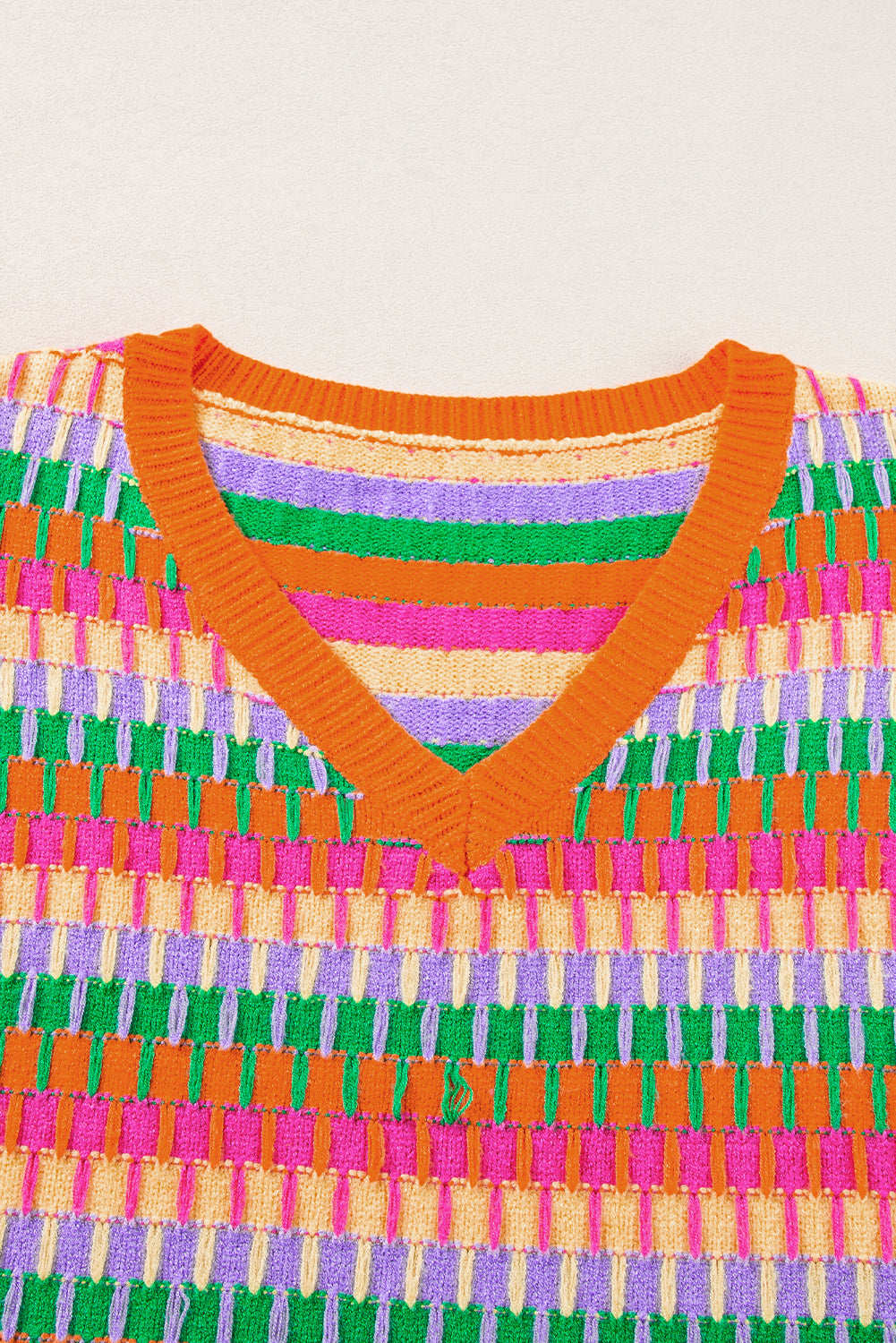 Green Multicolor Flutter Sleeve Knitted Sweater Top