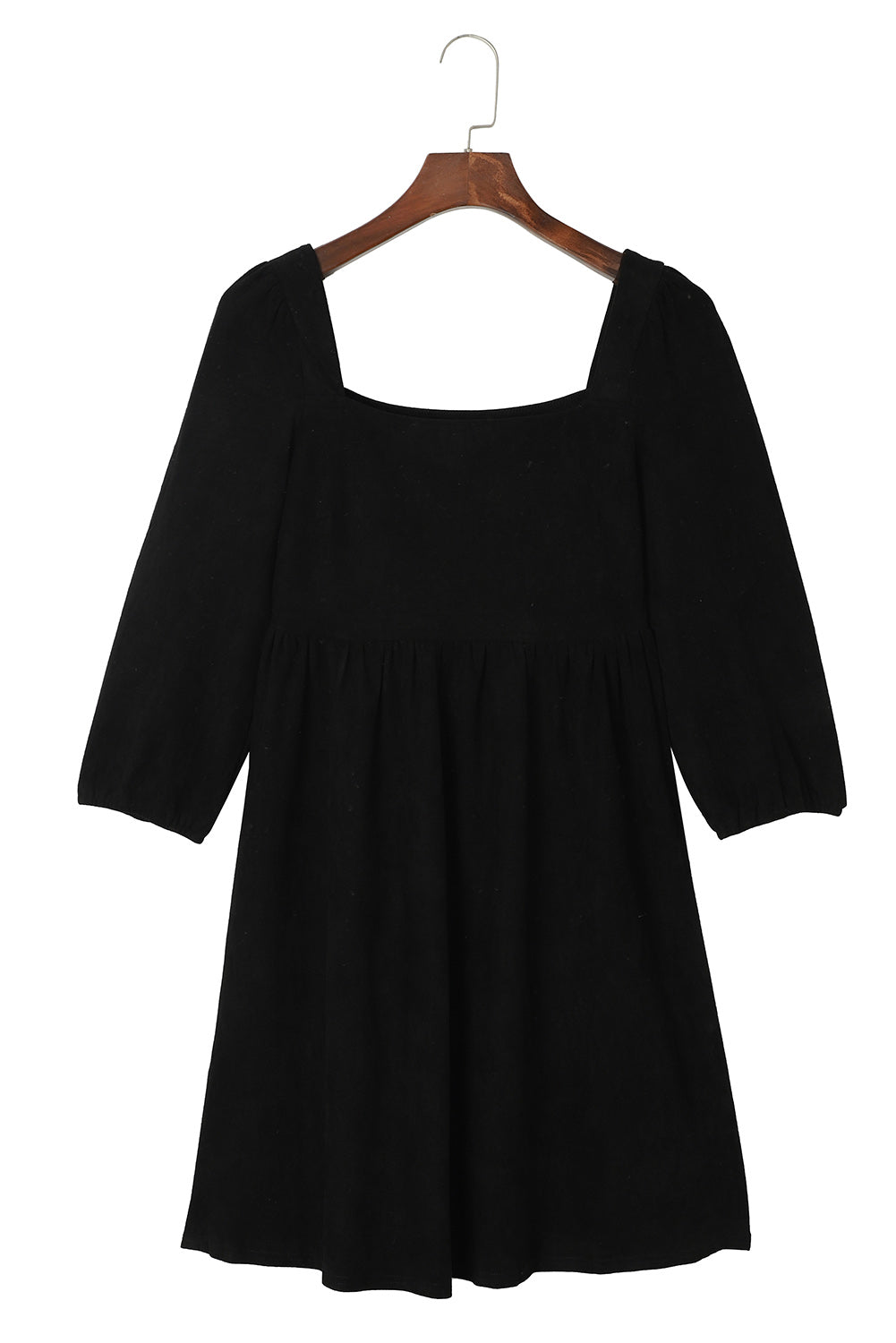 Suede Square Neck Puff Sleeve Dress