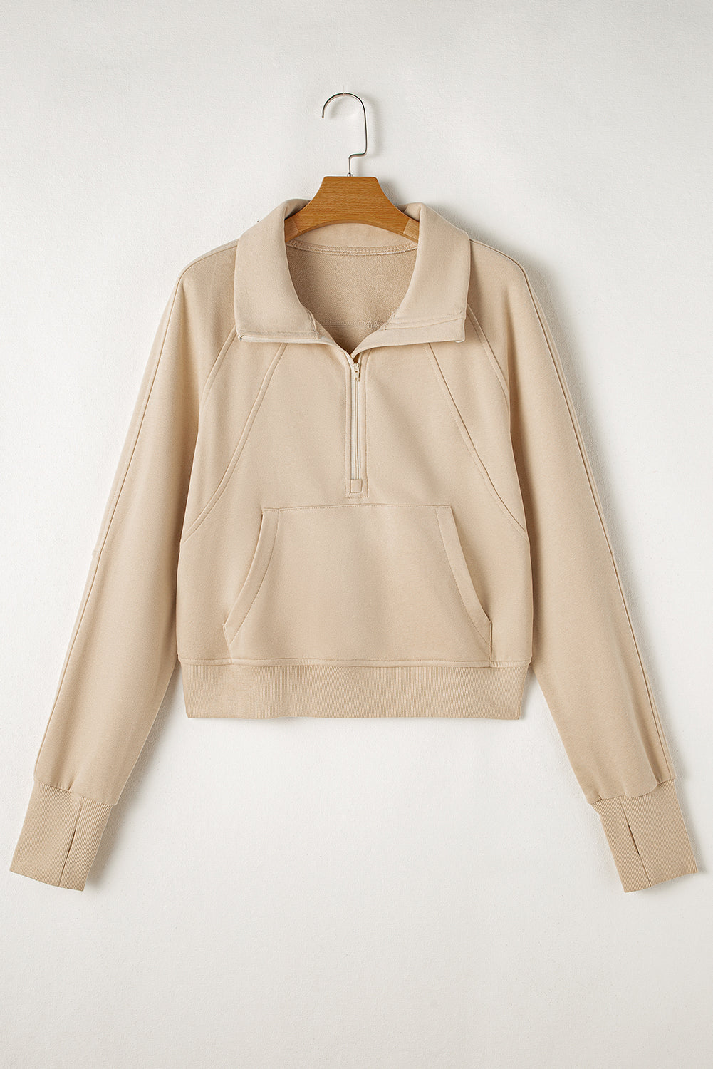 Elmwood Fleece Lined Zip Up Stand Collar Thumbhole Sleeve Sweatshirt