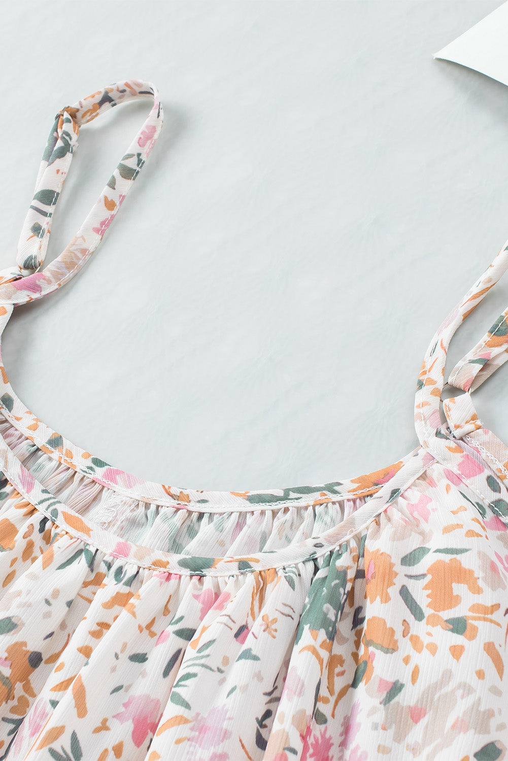 White Boho Floral Print Spaghetti Straps Tank Top