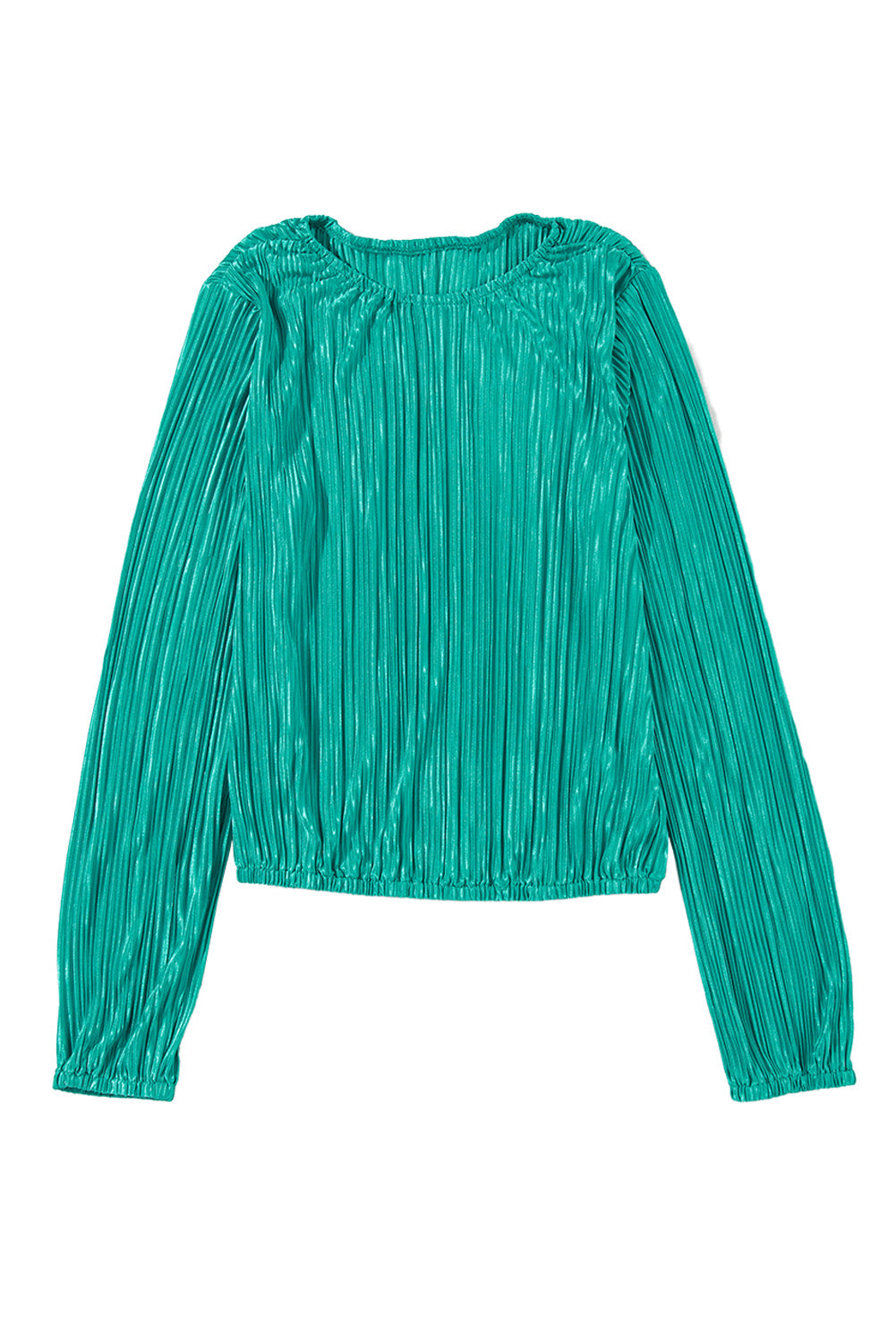 Bonbon Pleated Luster Long Sleeve Blouse