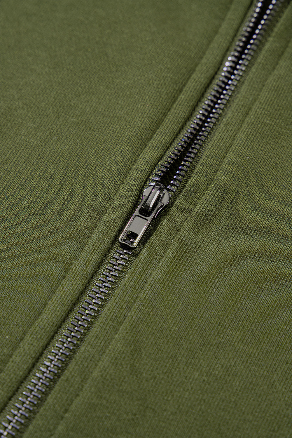 Smoke Green Solid Kangaroo Pocket Half Zipper Oversized Hoodie