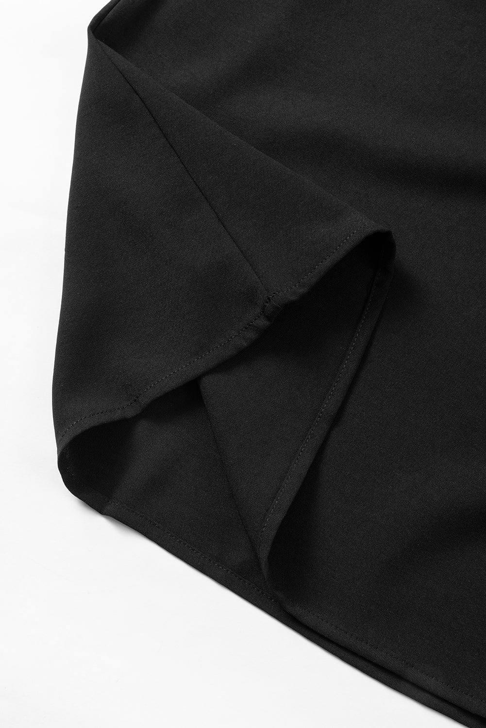 Black Roll Up Sleeve Stitching Detail Blouse