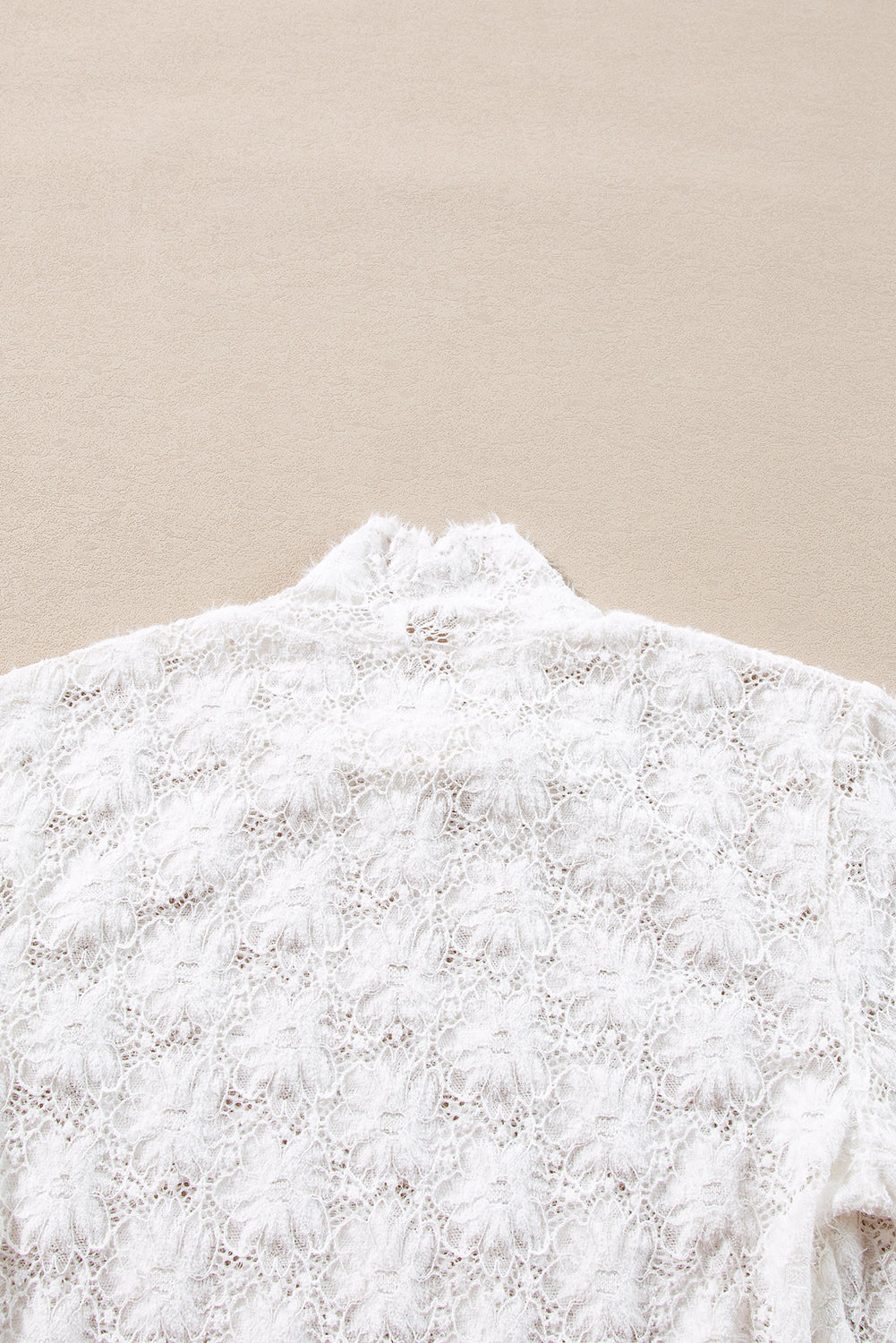 White Floral Lace High Neck Long Sleeve Top