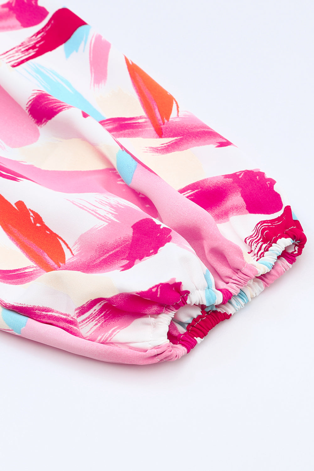 Pink Abstract Brush Print Loose Fit Blouse
