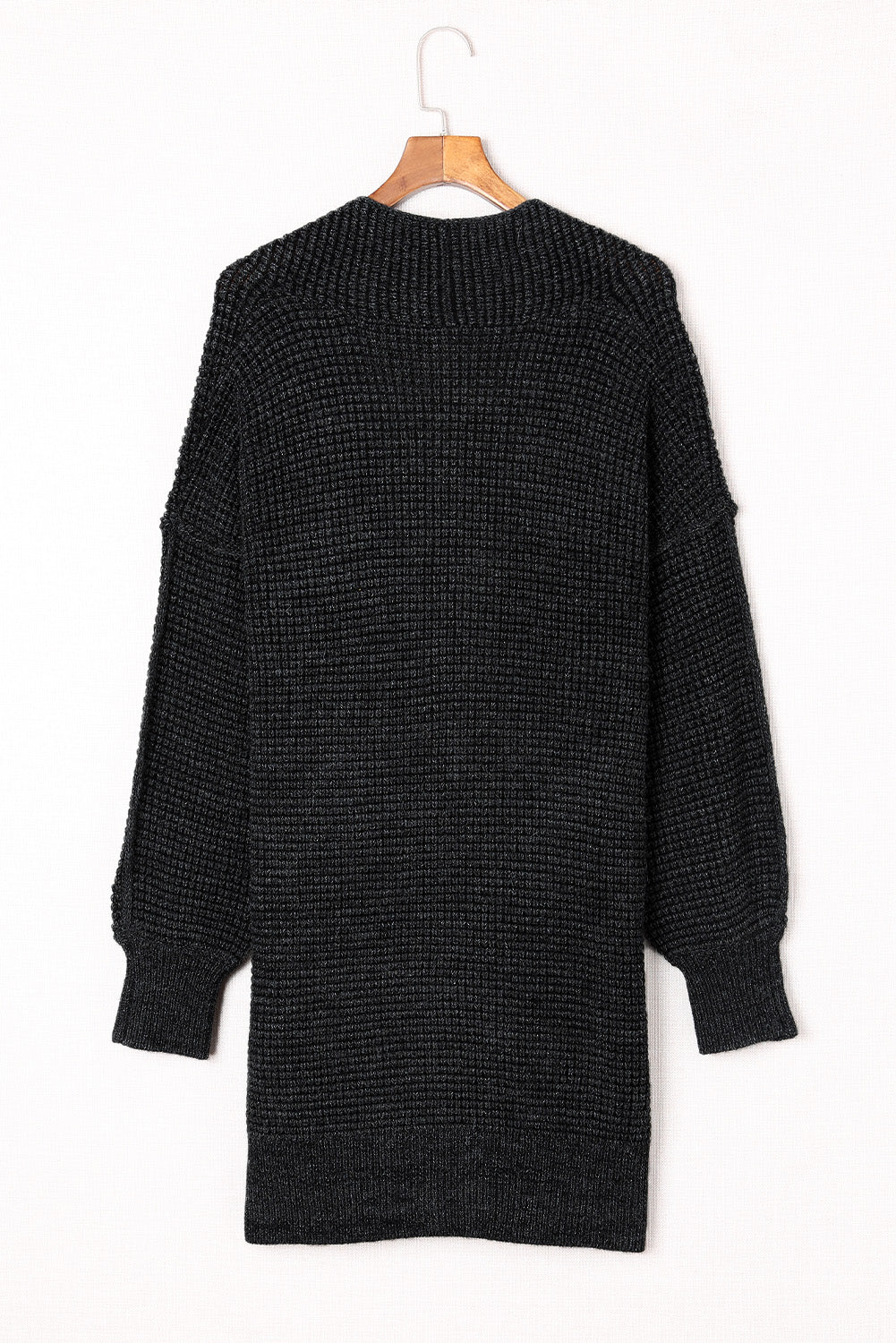 Pink Plaid Knitted Long Open Front Cardigan