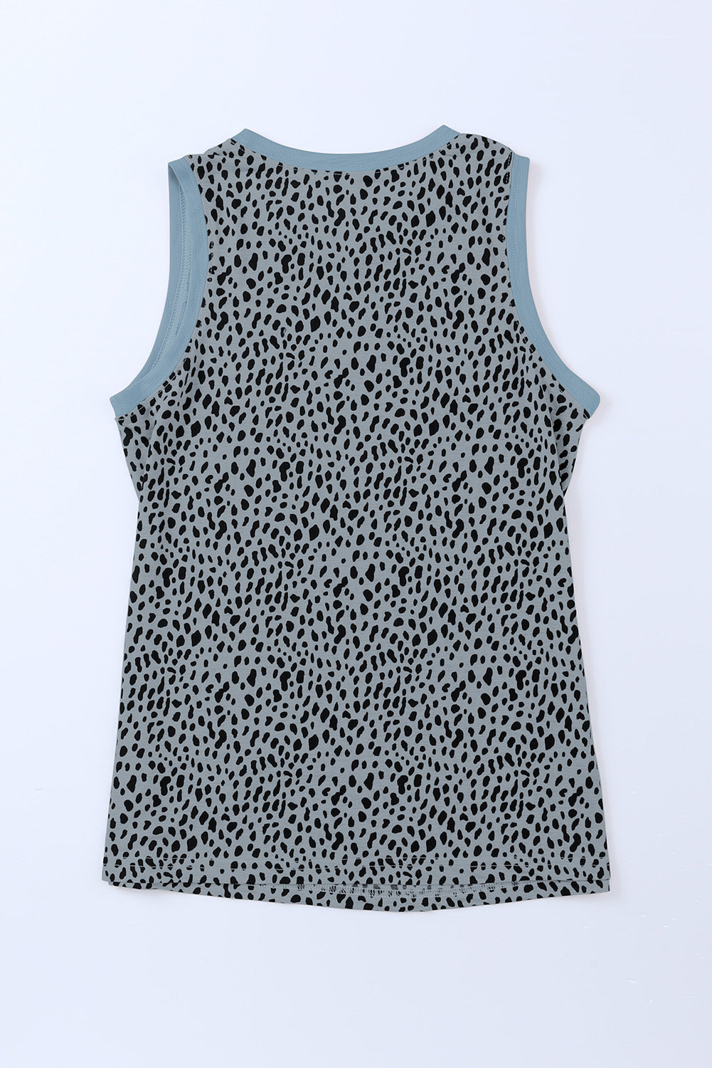 Black Leopard Print Round Neck Tank Top