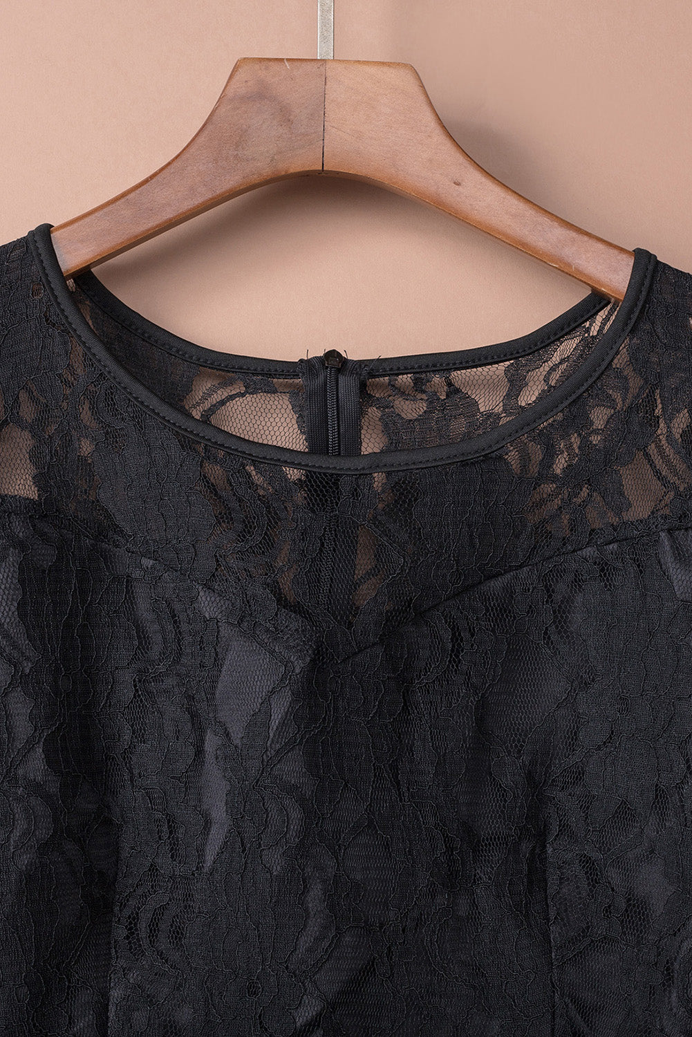 Black Long Sleeve Lace High Low Satin Dress