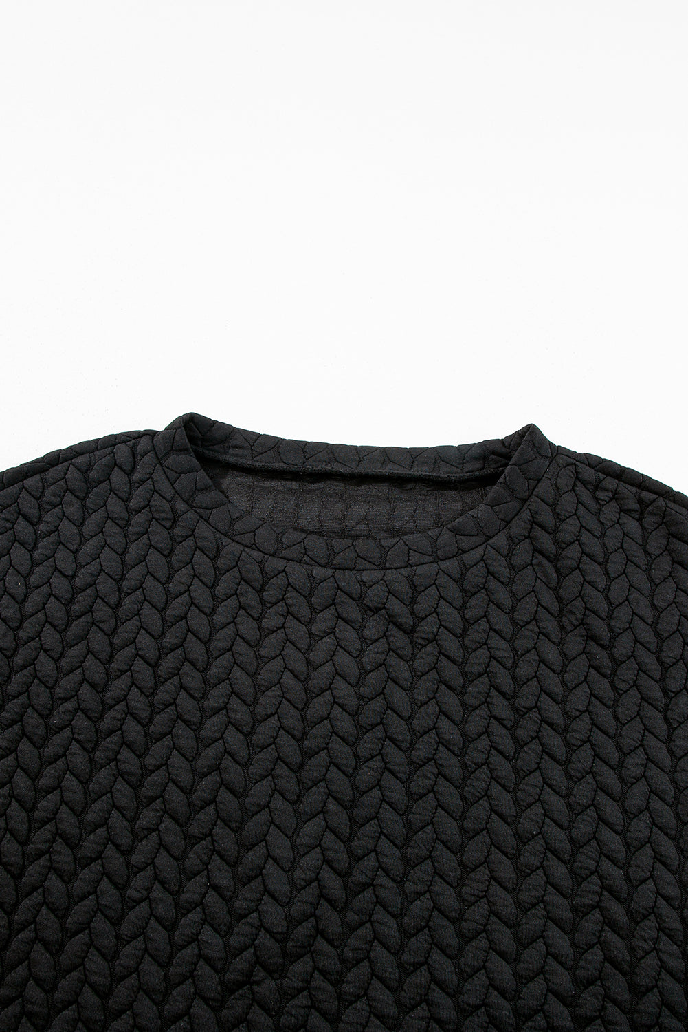 Pale Chestnut Side Buttons Cable Textured Sweatshirt