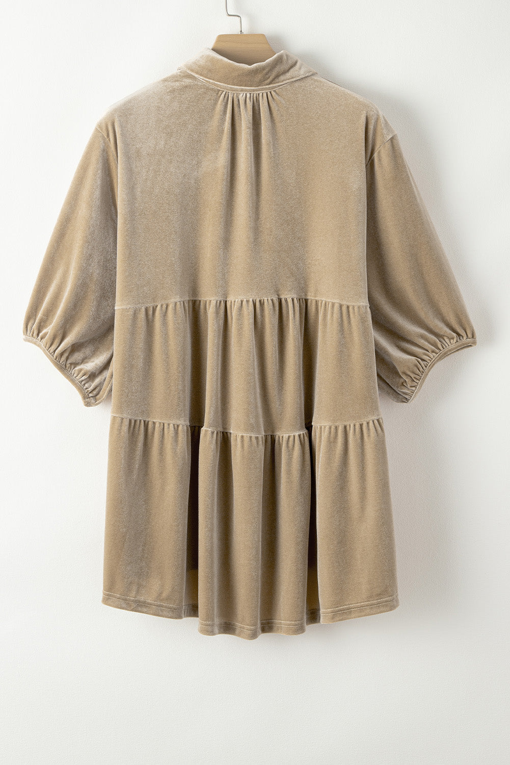 Pitaya Pink 3/4 Sleeve Tunic Babydoll Velvet Shirt
